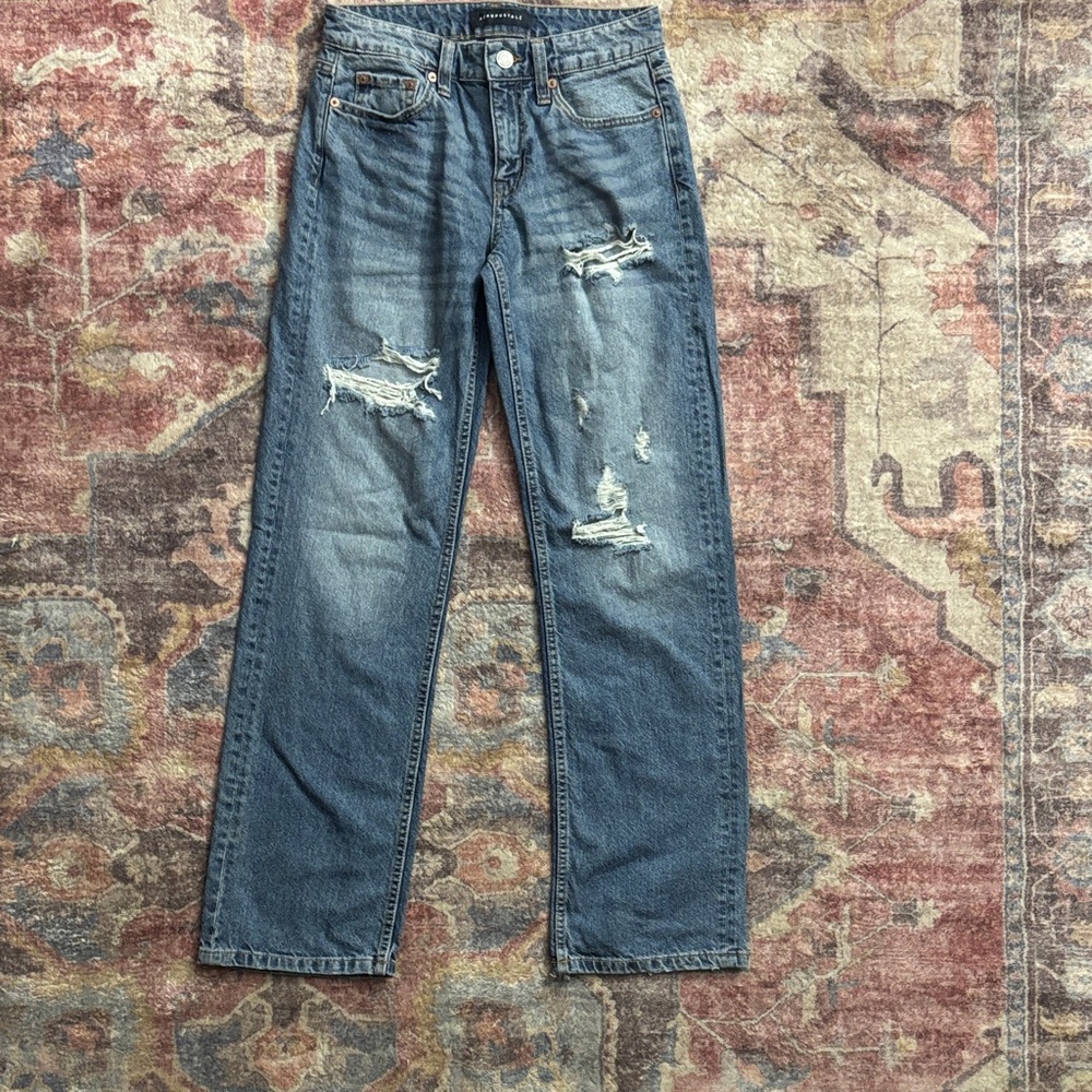 Aeropostale Junior’s Low Rise 90s Baggy Distressed Jeans, Size 0 Reg